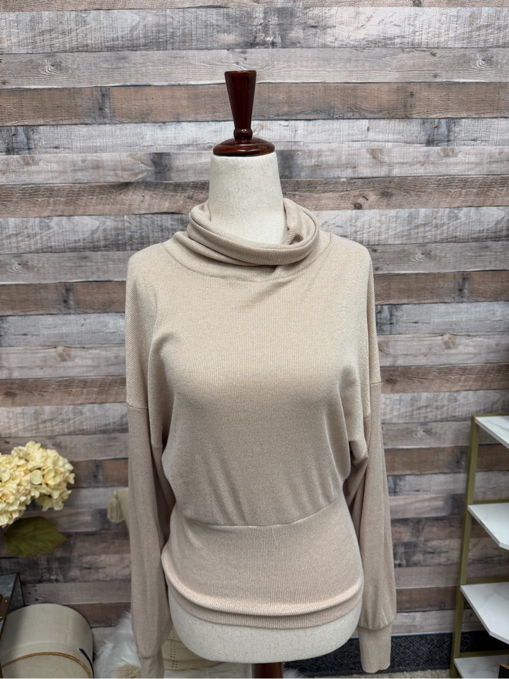 Free People gold sparkle glam turtleneck XS